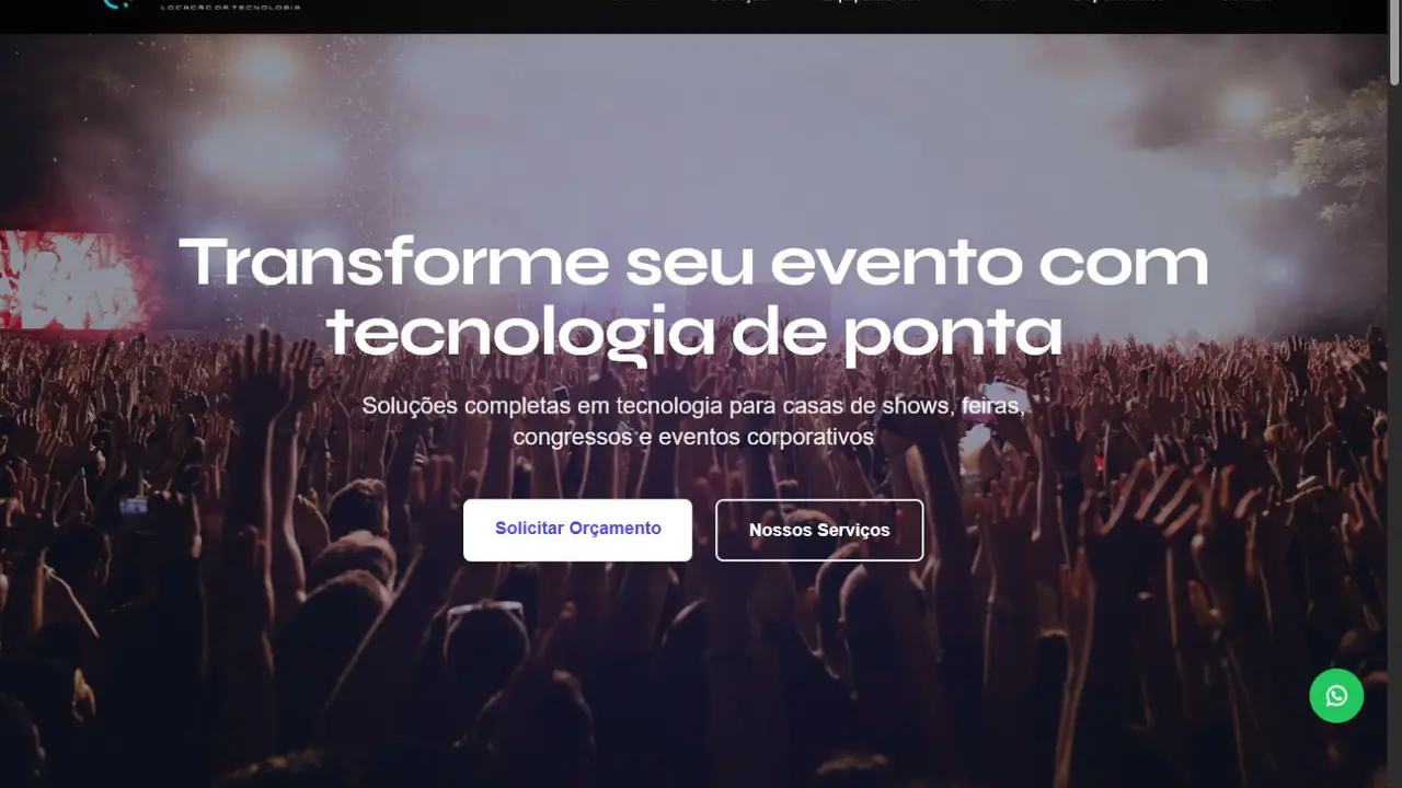 Site da Klassicom com soluções tecnológicas para eventos