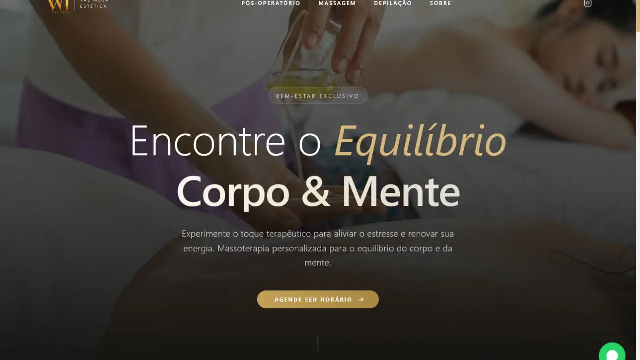 Site profissional da Val Mota Estética e Massoterapia